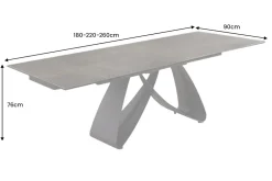 Ausziehbarer Esstisch INFINITY 180-260cm rost Keramik Marmor schwarz Metall