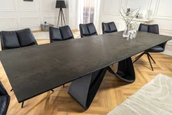 Ausziehbarer Esstisch INFINITY 180-260cm rost Keramik Marmor schwarz Metall