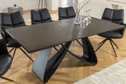 Ausziehbarer Esstisch INFINITY 180-260cm rost Keramik Marmor schwarz Metall