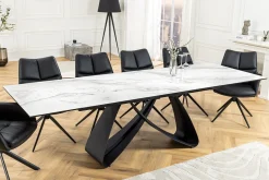 Ausziehbarer Esstisch INFINITY 180-260cm weiß Keramik Marmor schwarz Metall
