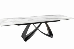 Ausziehbarer Esstisch INFINITY 180-260cm weiß Keramik Marmor schwarz Metall