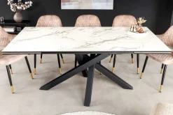 Ausziehbarer Esstisch MARVELOUS 180-220-260cm weiß Marmor Keramik made in Italy