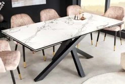 Ausziehbarer Esstisch MARVELOUS 180-220-260cm weiß Marmor Keramik made in Italy