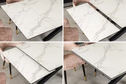 Ausziehbarer Esstisch MARVELOUS 180-220-260cm weiß Marmor Keramik made in Italy