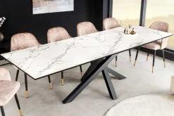 Ausziehbarer Esstisch MARVELOUS 180-220-260cm weiß Marmor Keramik made in Italy