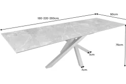 Ausziehbarer Esstisch MARVELOUS 180-220-260cm weiß Marmor Keramik made in Italy