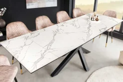 Ausziehbarer Esstisch MARVELOUS 180-220-260cm weiß Marmor Keramik made in Italy