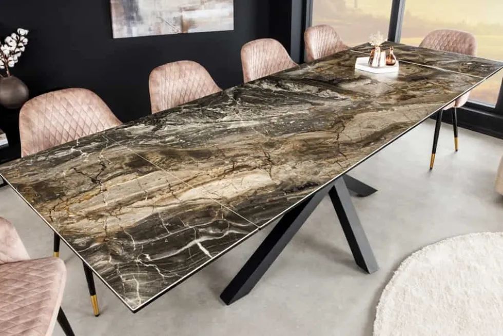 Ausziehbarer Esstisch MARVELOUS 180-220-260cm taupe Marmor Keramik made in Italy