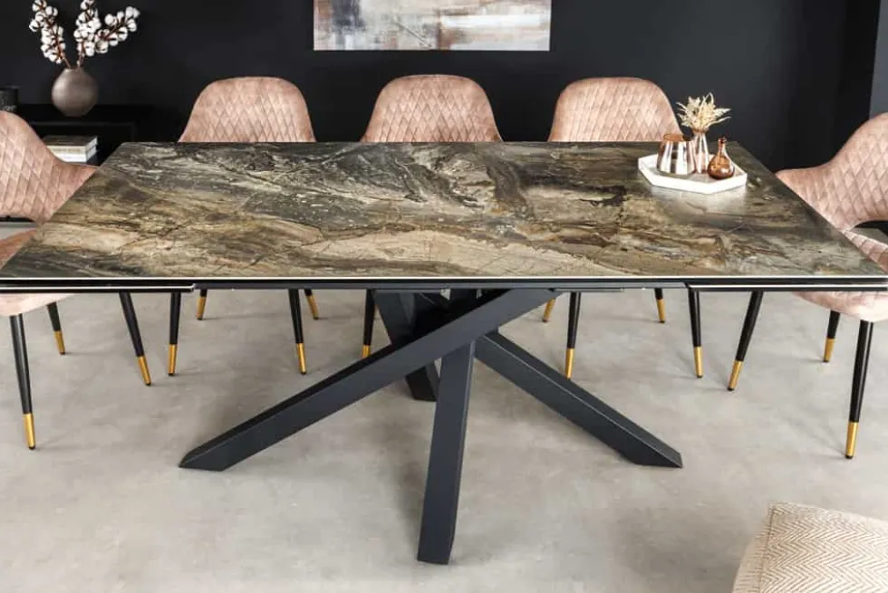 Ausziehbarer Esstisch MARVELOUS 180-220-260cm taupe Marmor Keramik made in Italy
