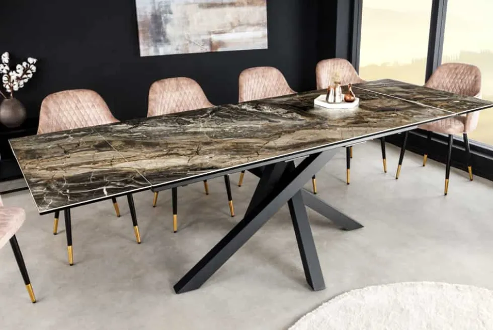 Ausziehbarer Esstisch MARVELOUS 180-220-260cm taupe Marmor Keramik made in Italy