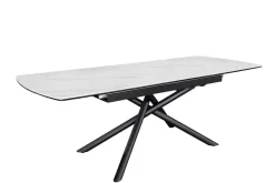 Ausziehbarer Esstisch MIKADO 180-230cm weiß Keramik schwarz Sterngestell