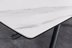 Ausziehbarer Esstisch MIKADO 180-230cm weiß Keramik schwarz Sterngestell