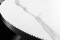 Ausziehbarer Esstisch MIKADO 120-160cm weiß Keramik oval schwarz Sterngestell