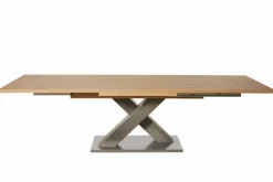 Ausziehbarer Esstisch MONTREAL 180-280cm Asteiche Holz X-Gestell Schwarzstahl