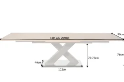 Ausziehbarer Esstisch MONTREAL 180-280cm Asteiche Holz X-Gestell Schwarzstahl