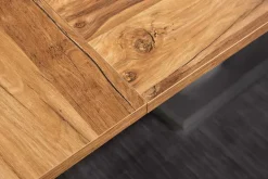 Ausziehbarer Esstisch MONTREAL 180-280cm natur Plankeneiche Holz-Design Schwarzstahl