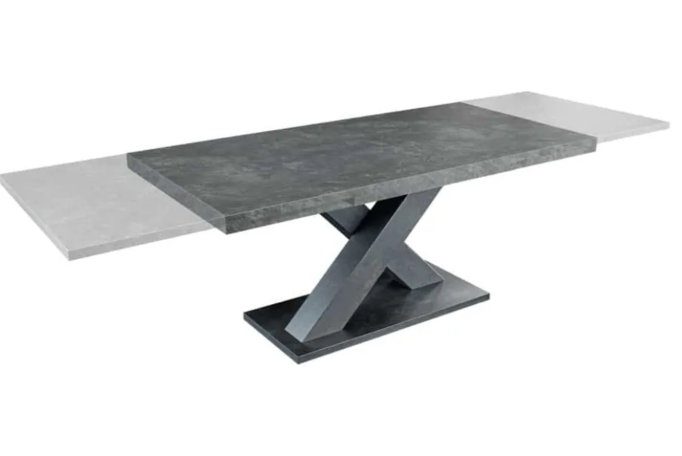 Ausziehbarer Esstisch MONTREAL 180-280cm grau graphit Keramik-Design X-Gestell