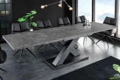 Ausziehbarer Esstisch MONTREAL 180-280cm grau graphit Keramik-Design X-Gestell