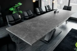 Ausziehbarer Esstisch MONTREAL 180-280cm grau graphit Keramik-Design X-Gestell