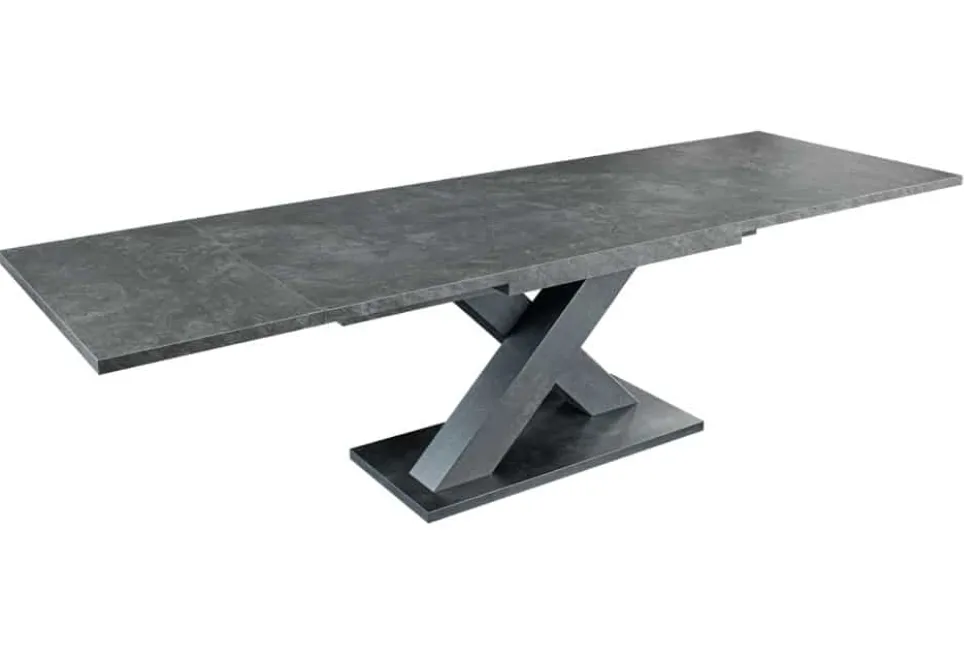 Ausziehbarer Esstisch MONTREAL 180-280cm grau graphit Keramik-Design X-Gestell