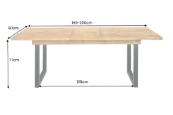 Ausziehbarer Esstisch MOSAIK 160-200cm braun Pinie recyceltes Massivholz Metall schwarz