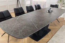 Ausziehbarer Esstisch PAPILLON 180-260cm graphit Keramik Marmor schwarz Metall