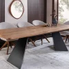 Ausziehbarer Esstisch PRESTIGE 180-240cm natur Walnussholz schwarzes Metallgestell