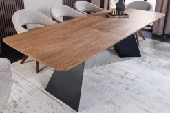 Ausziehbarer Esstisch PRESTIGE 180-240cm natur Walnussholz schwarzes Metallgestell