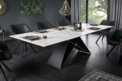 Ausziehbarer Esstisch PROMETHEUS 180-220-260cm weiß Marmor Keramik made in Italy