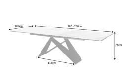 Ausziehbarer Esstisch PROMETHEUS 180-220-260cm weiß Marmor Keramik made in Italy