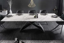 Ausziehbarer Esstisch PROMETHEUS 180-220-260cm weiß Marmor Keramik made in Italy