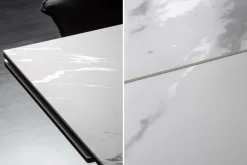 Ausziehbarer Esstisch PROMETHEUS 180-220-260cm weiß Marmor Keramik made in Italy