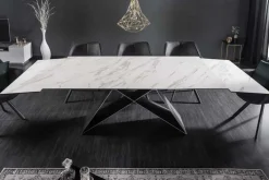 Ausziehbarer Esstisch PROMETHEUS 180-220-260cm weiß Marmor Keramik made in Italy