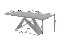 Ausziehbarer Esstisch PROMETHEUS 180-220-260cm Lava Keramik made in Italy
