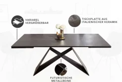Ausziehbarer Esstisch PROMETHEUS 180-220-260cm Lava Keramik made in Italy