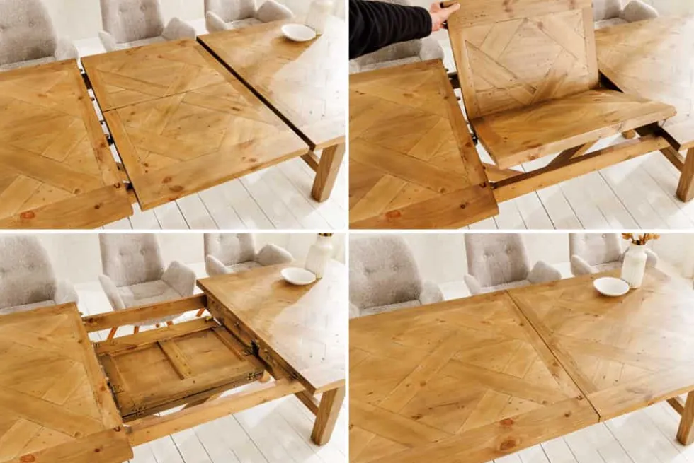 Ausziehbarer Esstisch RIVIERA 180-240cm natur recycelte Pinie Massivholz