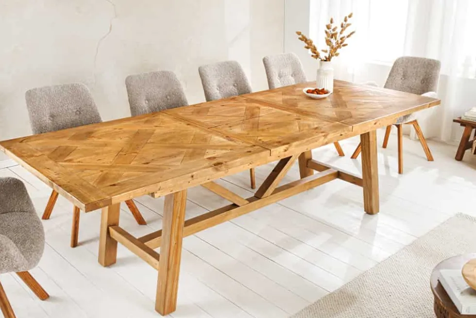 Ausziehbarer Esstisch RIVIERA 180-240cm natur recycelte Pinie Massivholz