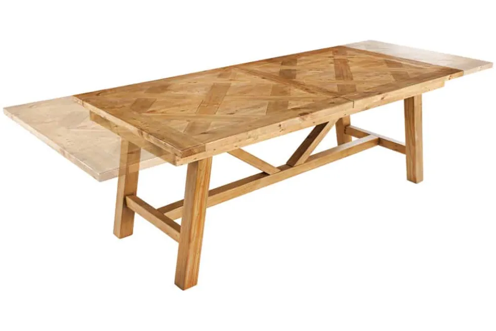 Ausziehbarer Esstisch RIVIERA 180-240cm natur recycelte Pinie Massivholz