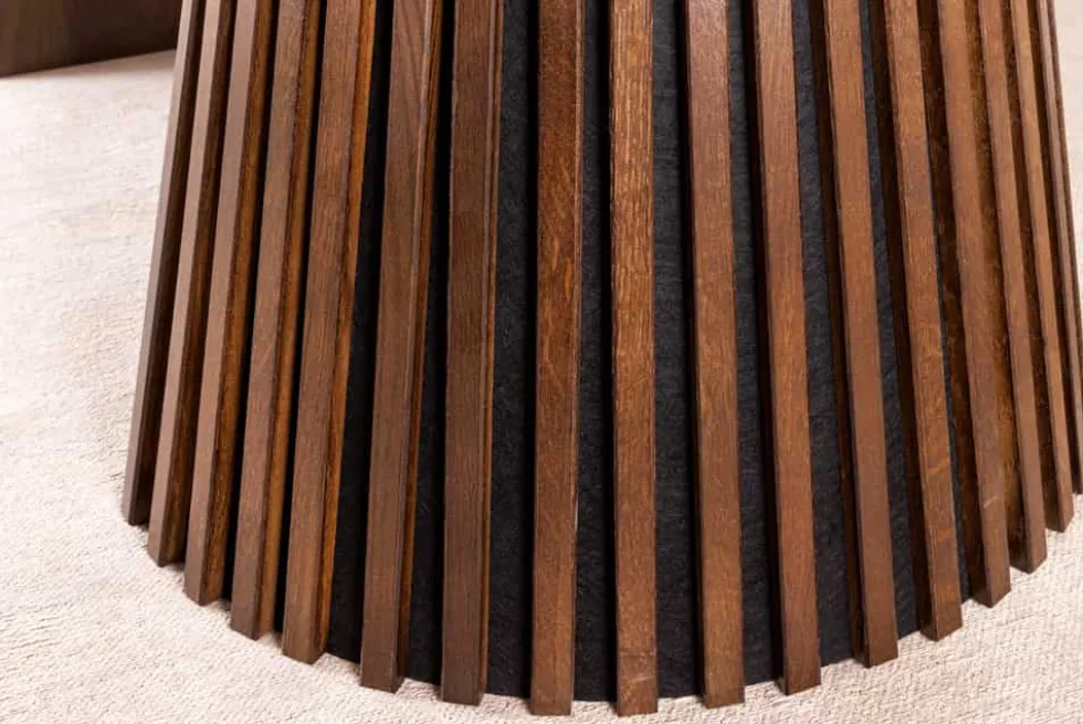 Ausziehbarer Esstisch VALHALLA WOOD 120-160-200cm smoked braun Eichenholz Säulenfuß