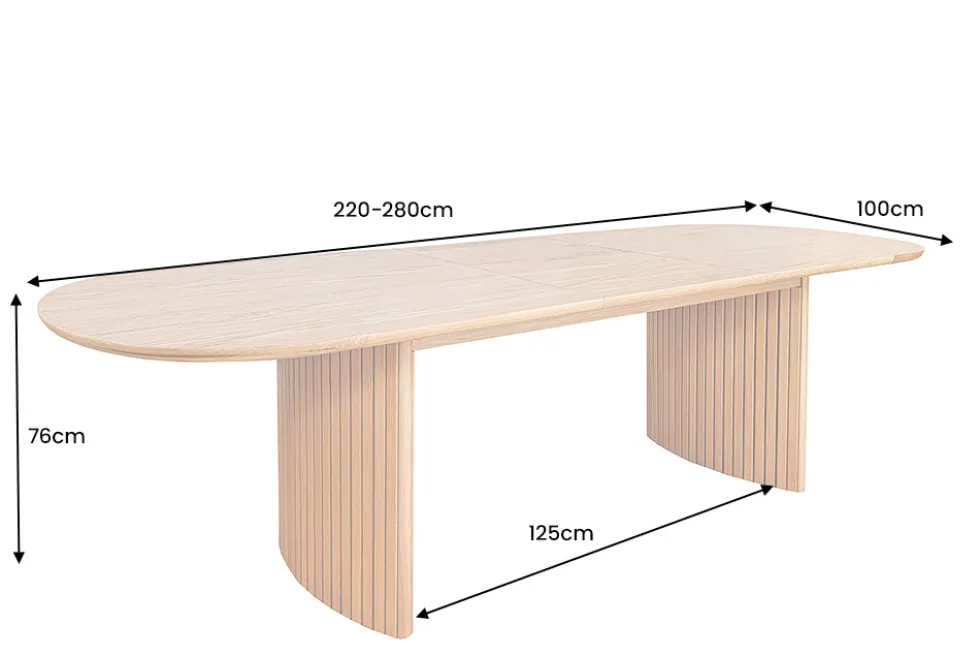 Ausziehbarer Esstisch VALHALLA WOOD 220-280cm natur Eichenholz