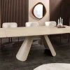 Ausziehbarer Esstisch VOGUE 160-240cm beige Keramik Travertin Metall champagner greige