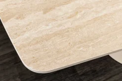 Ausziehbarer Esstisch VOGUE 160-240cm beige Keramik Travertin Metall champagner greige