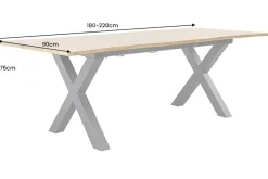 Ausziehbarer Esstisch WILD 180-220cm braun Wildeichen-Optik schwarz Baumkante