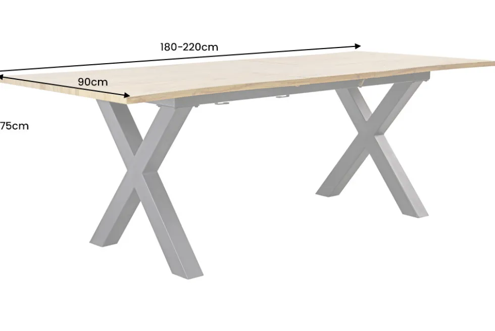 Ausziehbarer Esstisch WILD 180-220cm braun Wildeichen-Optik schwarz Baumkante