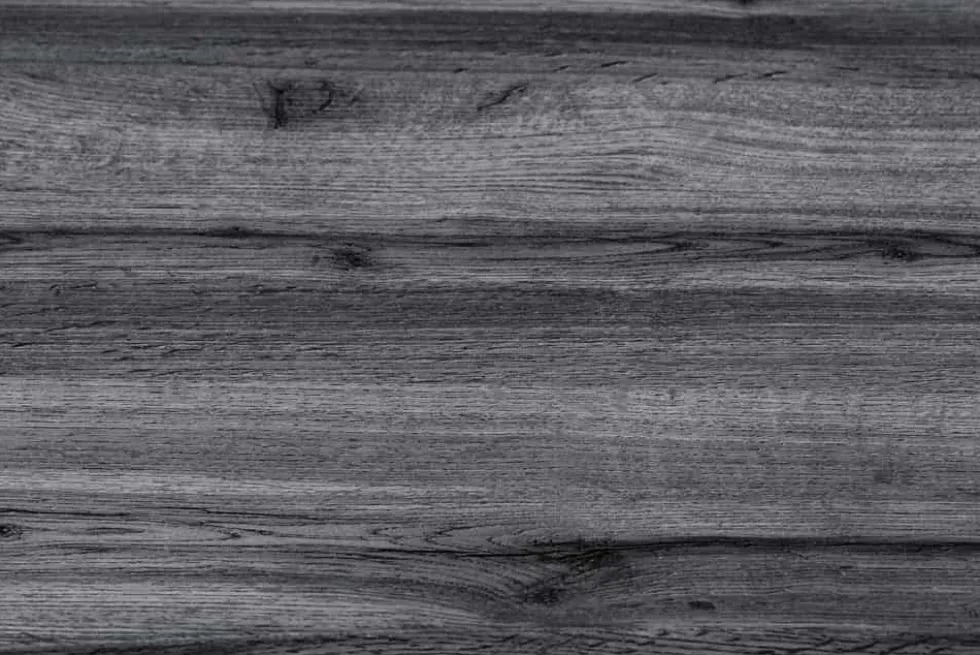 Ausziehbarer Esstisch WILD 160-200cm grau gekälkt Wildeichen-Design Baumkante schwarz
