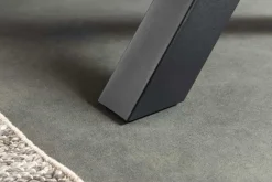Ausziehbarer Esstisch WILD 160-200cm grau gekälkt Wildeichen-Design Baumkante schwarz