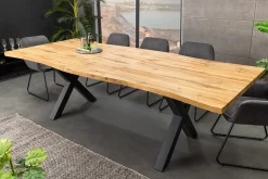 Ausziehbarer Esstisch WILD 160-200cm braun Wildeichen-Design schwarz Baumkante