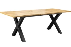 Ausziehbarer Esstisch WILD 160-200cm braun Wildeichen-Design schwarz Baumkante