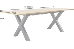Ausziehbarer Esstisch WILD 160-200cm braun Wildeichen-Design schwarz Baumkante
