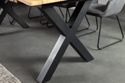 Ausziehbarer Esstisch WILD 160-200cm braun Wildeichen-Design schwarz Baumkante